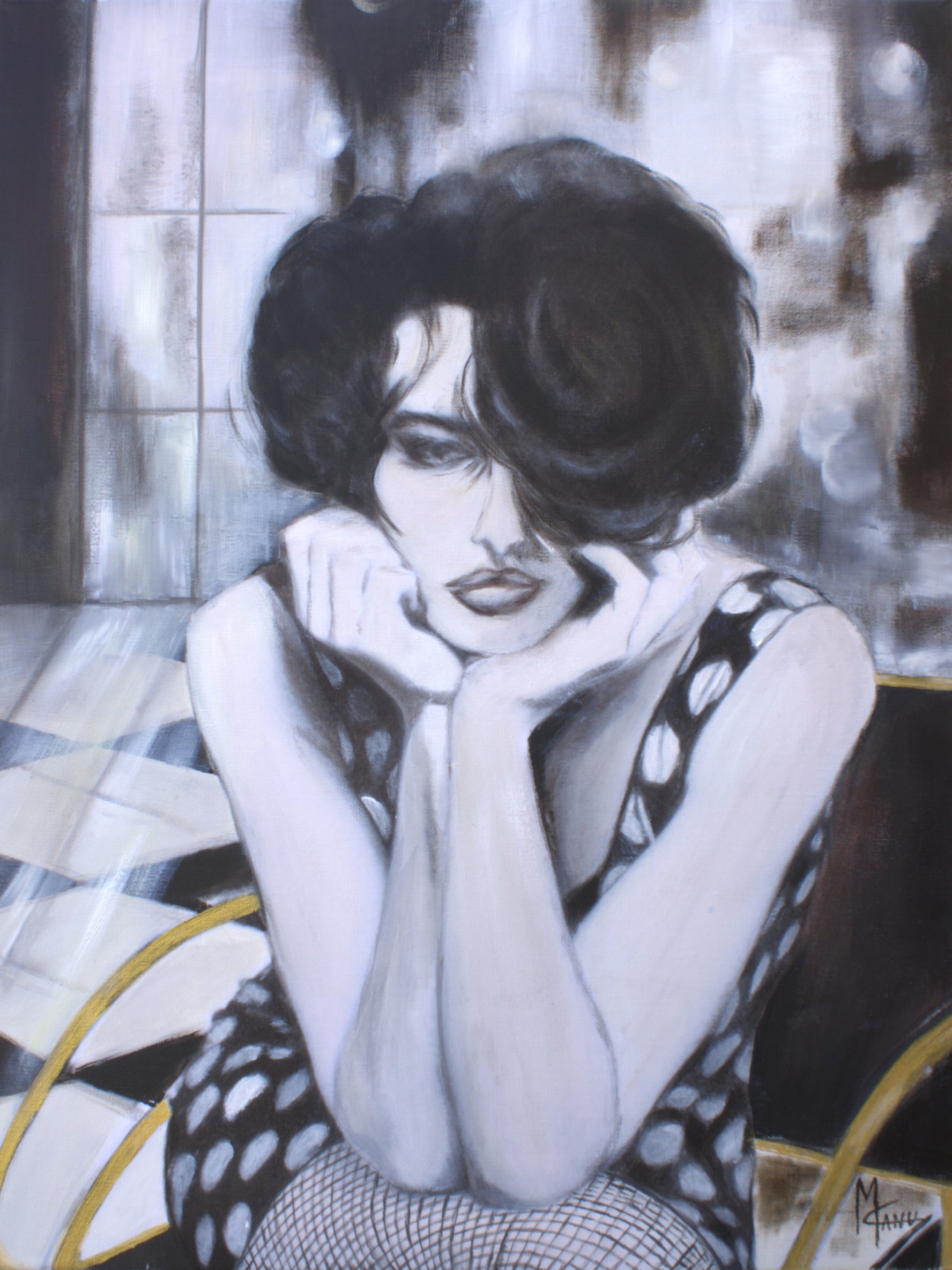 "Miss X" B&W | 18" x 24" |Oil on Canvas
