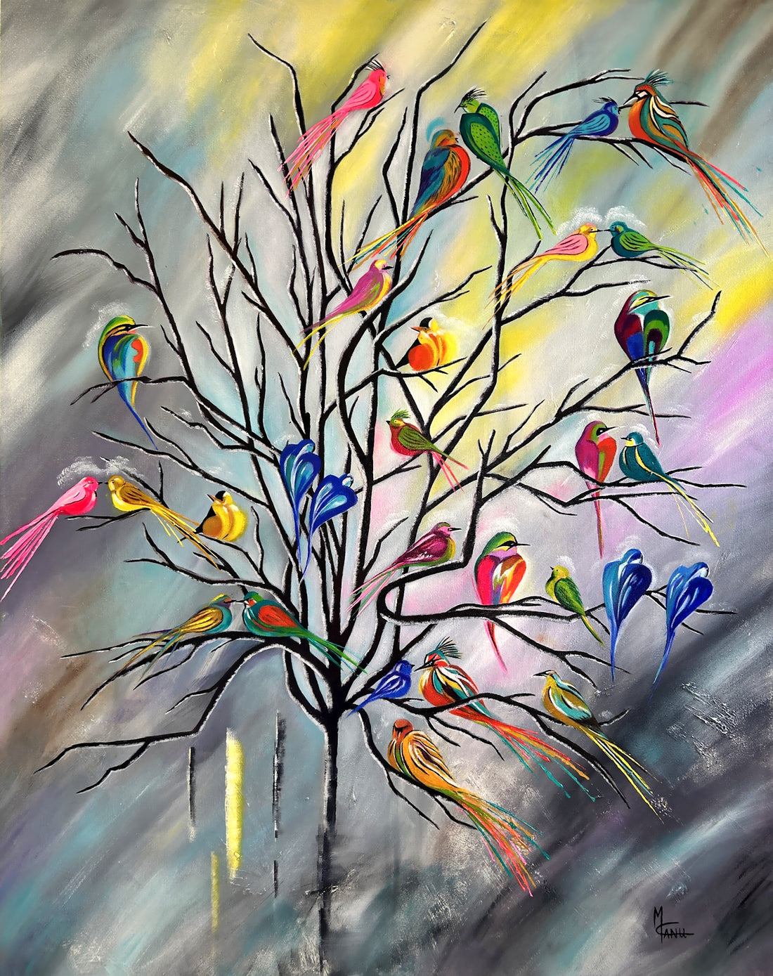 "Feathers" | 39"x49"| Mixed Media