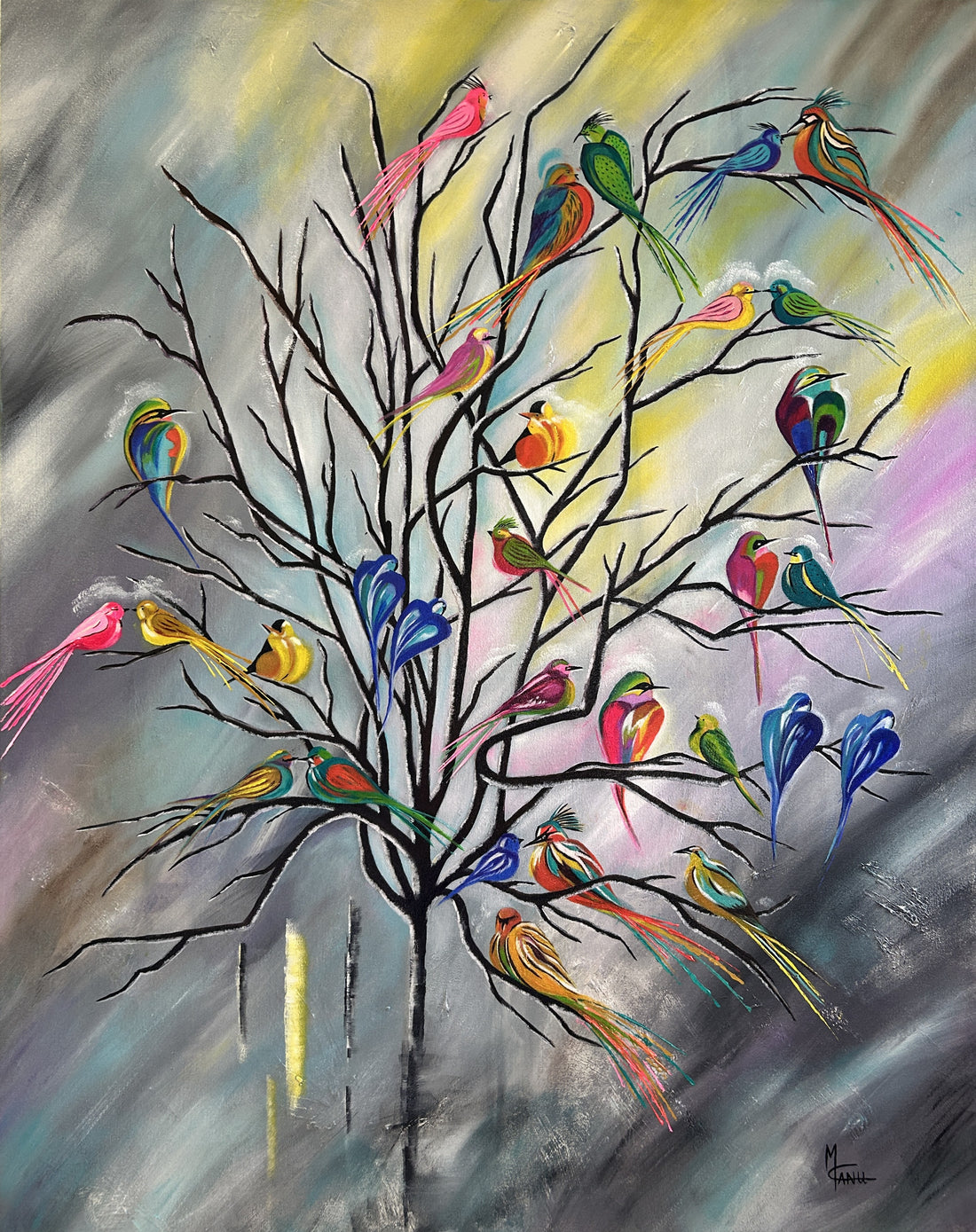 "Feathers" | 39"x49"| Mixed Media