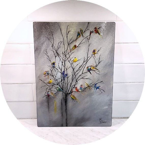 Feathers Glass cutting board