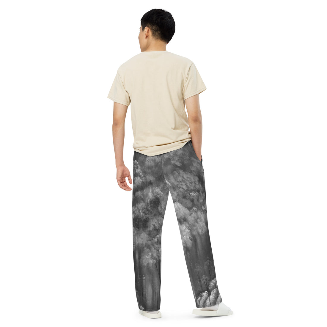 Rebus Black and White Unisex Wide-Leg Pants