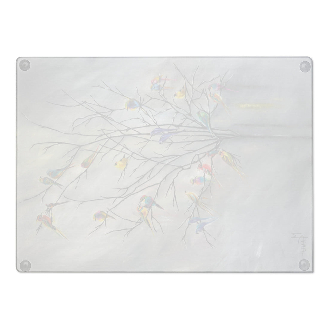 Feathers Glass cutting board