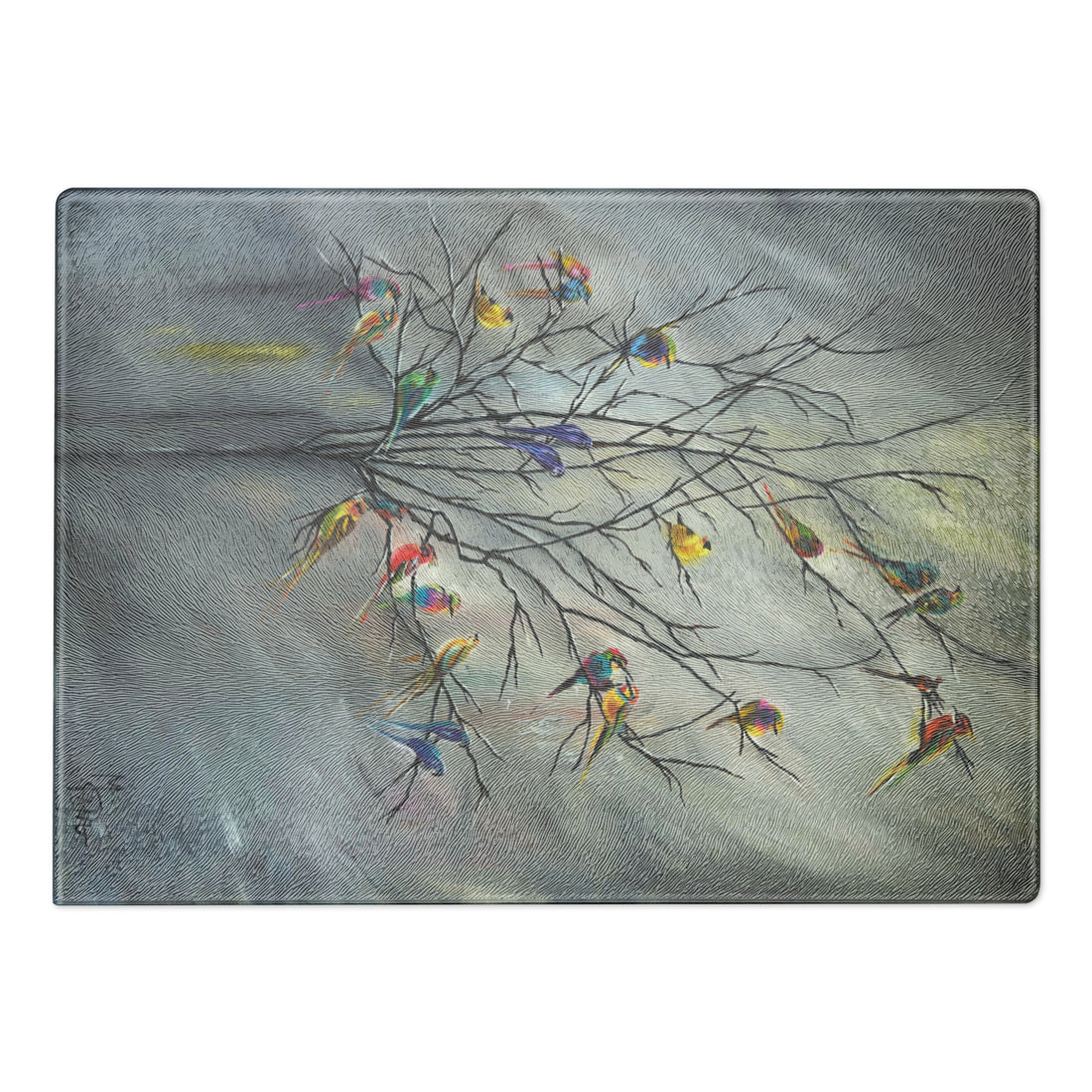 Feathers Glass cutting board